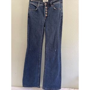 We The Free Flare Bell Bottom Jeans Women 27 Exposed Button Fly Stretch‎